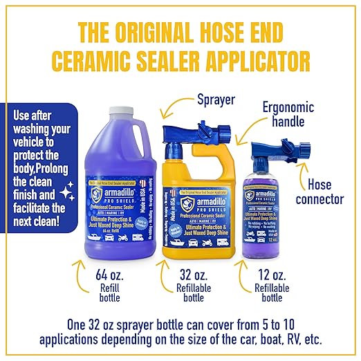 Professional Ceramic Coating for Cars, Motorcycles, Boats & RVs – Hydrophobic Car Ceramic Coating Spray-On Sealer – Paint Protection & Deep Shine – 32 oz Sprayer