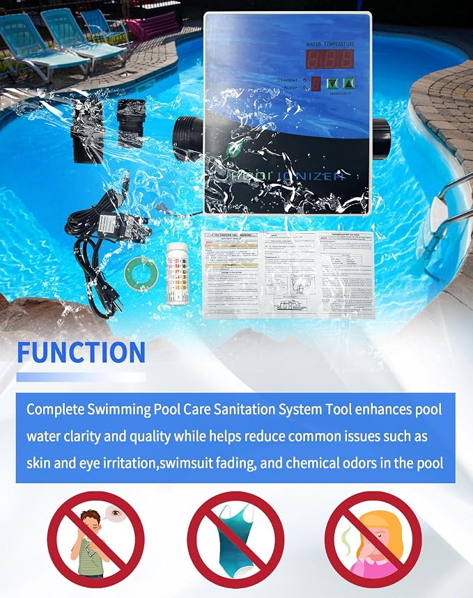 444301 Pool ionizer with Active Level Control, Pool Purifier System Fit for Above-Ground, In-Ground Pool, Saltwater Pool, Hot Tub, Spa Pool, Water Park