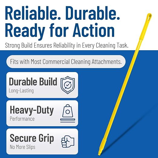 SPARTA 41225EC04 Fiberglass Broom Handle, Mop Handle, Replacement Handle With Acme Threaded Tip For Commercial Cleaning, 48 Inches, Yellow, (Pack of 12)