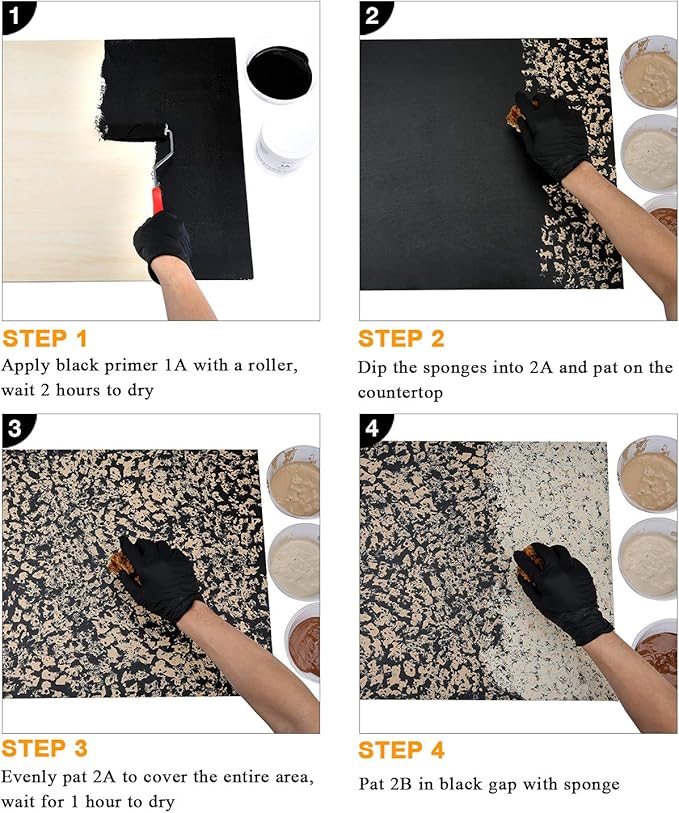 GLAINTE Granite Countertop Paint Kit - Brown Counter Top Refinishing Kit for Kitchen Bathroom