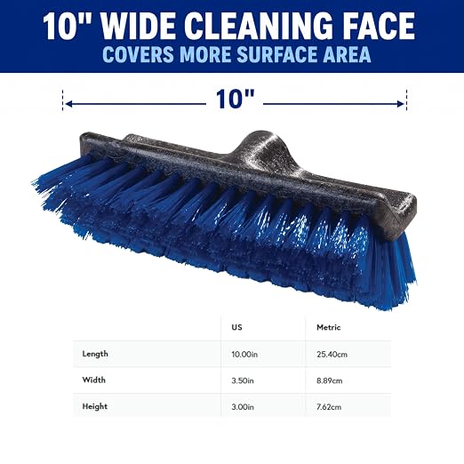 SPARTA Flo-Pac Deck Brush Floor Scrubber, Grout Brush with Dual Surface for Bathroom, Patio, Kitchen, Wall and Deck Cleaning, 10 Inches, Blue