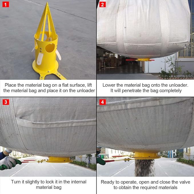 Big Bag Dispenser Bulk Bag Unloader – Heavy Duty Feed Unloader Tool for Animal Feed, Grain, Fertilizer – Rust-Resistant, Portable for Farm, Warehouse, Home Use (Black)