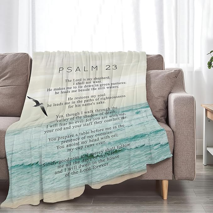 Tijuboni Psalm 23 Throw Blanket Christian Religious Gifts for Women Men Girls Boys Kids Adults Soft Flannel Fleece Blanket for Couch Sofa Bed Home Decor 60"x80"