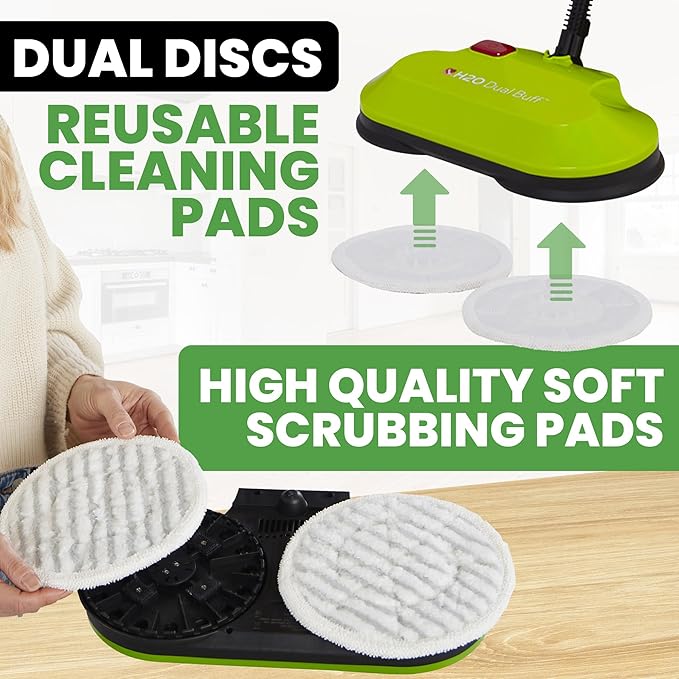 H2O HD Dual Buff Pack of 4 Replacement Microfibre Cloths - Cleaning Pads for Steam Cleaners - Optimise Your Cleaning Power with Pads Specifically Designed for Your H20 HD Dual Buff Mop
