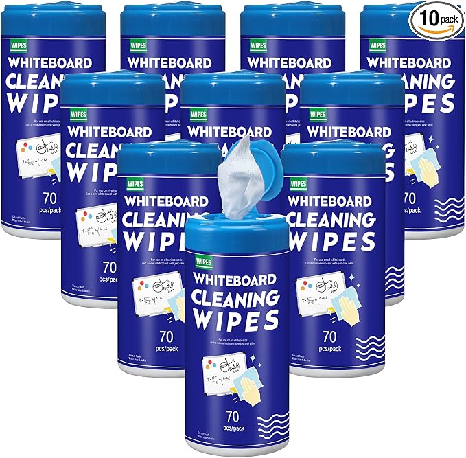 Sacubee 6 Pack 420 Pcs Whiteboard Cleaning Wipes Disposable Whiteboard Dry Erase Wipes for Cleaning Markers Home Classroom School Office, 4 x 5.5 Inch, 70 Count Per Pack(10 Pcs)