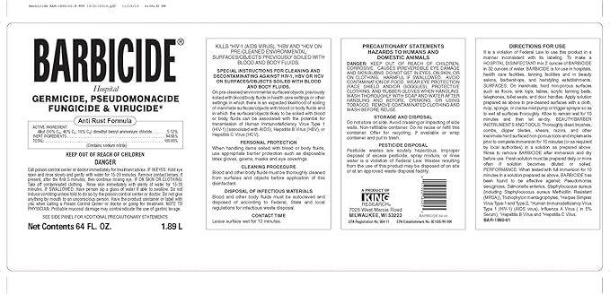 BARBICIDE Disinfectant Concentrate – Pint (16 Fl Oz) | EPA-Registered, Hospital-Grade Germicide for Salons & Barbershops | Anti-Rust Solution for Shears, Combs & Professional Tools