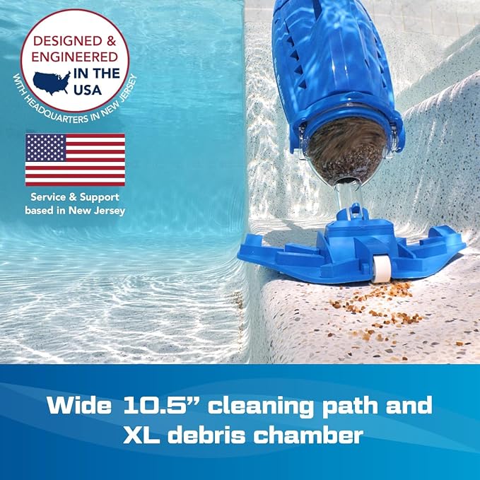Pool Blaster Millennium Cordless Pool Vacuum for Above Ground Pools w/Pole Set, High Capacity, Strong Suction, Handheld Rechargeable Swimming Pool Vacuum for Inground Pools, Hoseless, by Water Tech | Rechargeable hoseless vac for above & inground swimm...