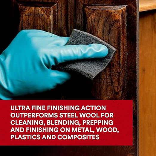 3M Scotch-Brite Ultra Fine Grade 7448 Hand Pad, Pack of 20, 6 in x 9 in Hand Pads, Nonwoven Silicon Carbide, Surface Preparation, Scuffing, and Cleaning, Gray