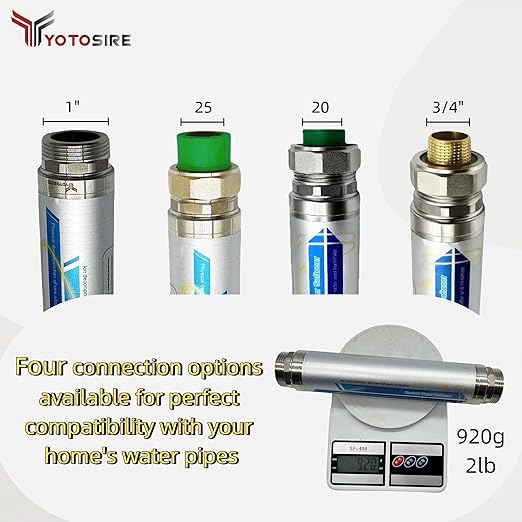 Salt-Free Whole House Water Descaler-1.2" and ¾ NPT Water Descaler System, Prevents Limescale in Pipes, Water Heaters & Boilers, 10-Year Durability, No Salt or Maintenance