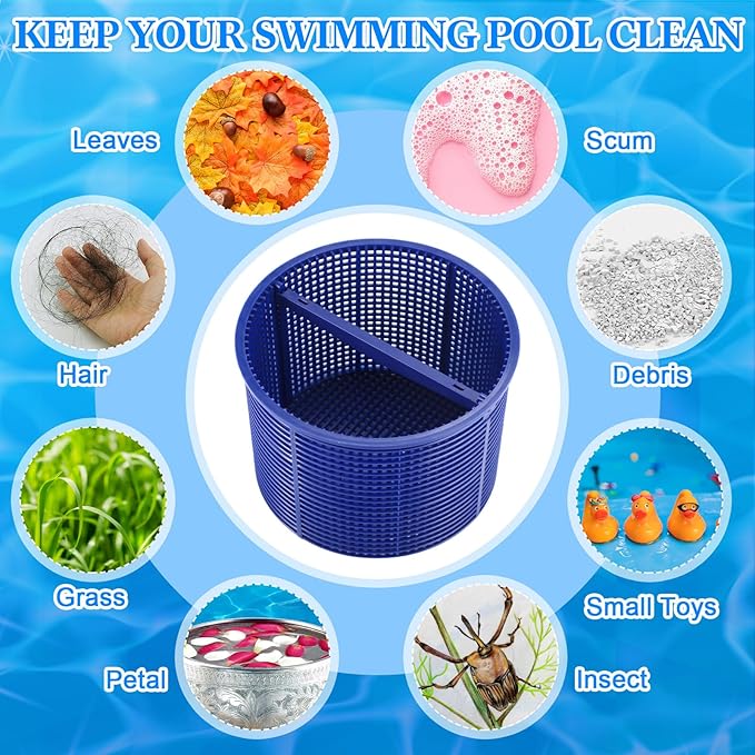 2pcs 7'' SPX1082CA Pool Skimmer Basket and 2 Pcs SP1106 Vacuum Plate Compatible with Hayward Skim Vac In-Ground Swimming Pool Skimmer SP1082, SP1083, SP1084, SP1085, SP1086, SP1075(Blue)