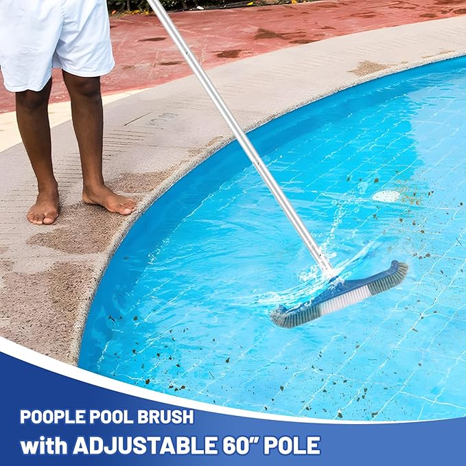 Swimming Pool Cleaning Kit - Includes Pool Skimmer Net, 18" Pool Brush with 5ft Adjustable Pole, Pools Maintenance Kits for Inground & Above Ground Swimming Pools, Removes Debris