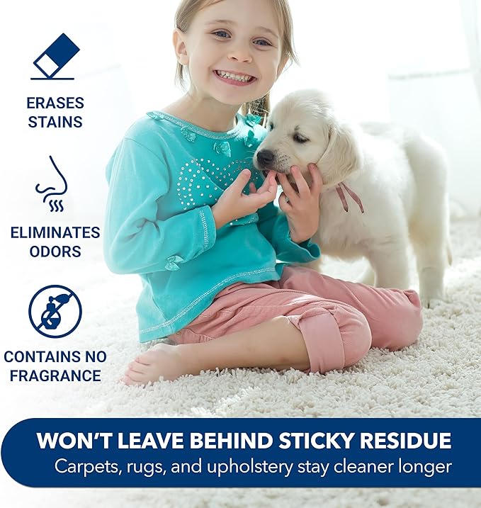 Unique Carpet Shampoo, Pet Stain & Odor Remover, Enzyme Carpet Cleaner for Dog & Cat Urine, Deep Cleaning Solution, Value Size, 128 oz