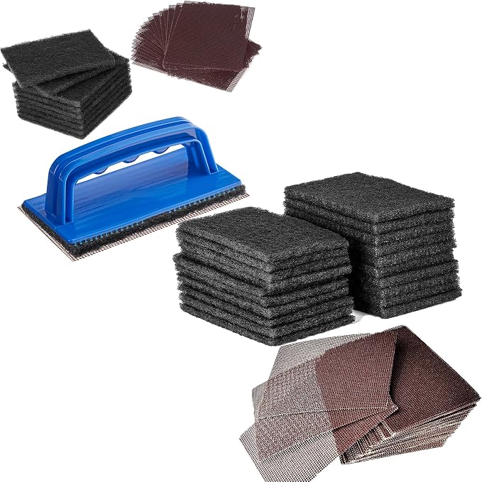 91-Piece Griddle Cleaning Kit: 1 Screen Holder, 60 Screens, 30 Cleaning Pads Bundle