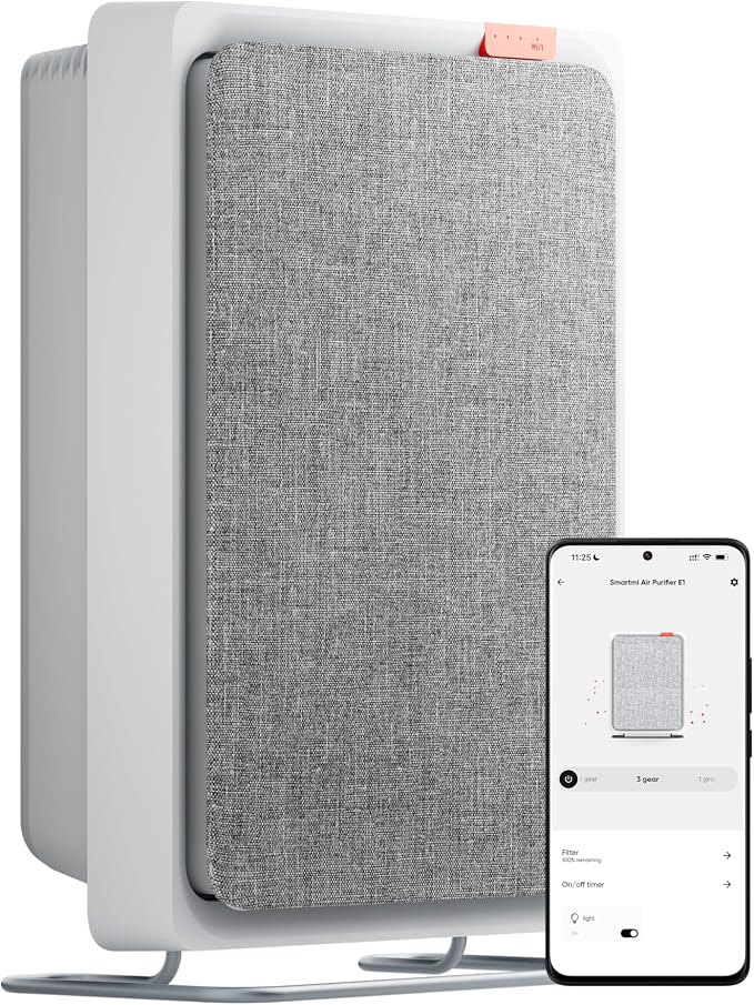 Smartmi Air Purifier E1 for Bedroom Home Dorm, Wall Mounted Air Purifiers, Decorative Air Cleaner for Pet Hair, Dander, Smoke, Pollen, Works with HomeKit Alexa Google Assistant, 150m³/h CADR