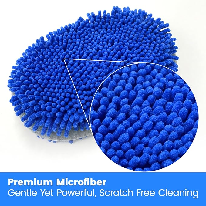 41" Car Wash Brush Kit Mitt Mop Sponge, Car Washing Mop with Scalable Long Handle, Chenille Microfiber Car Cleaning Brush Kit, Supplies Kit Car Care Kit of Scratch-Free for Car RV Truck Boat