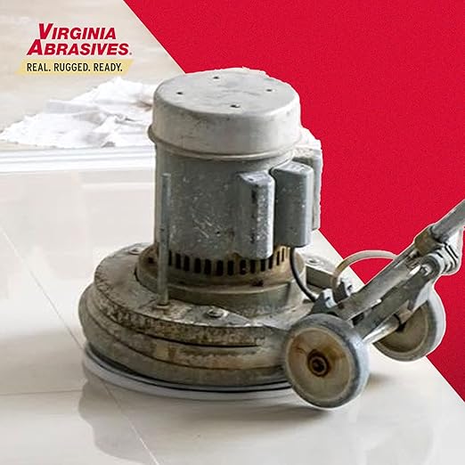 Virginia Abrasives 12” White Floor Maintenance Pads, Non-Woven Pads for Orbital Cleaning - Thick Polishing Replacement Pads, Ideal for Synthetic Floors, 5-Pack