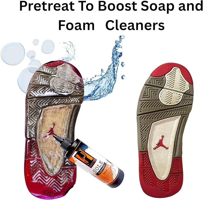 No Burn Shoe and Sole Cleaner| Organic Sneaker Cleaner & Sole Whitener for Sneakers | White Shoe Sole Cleaner & Sneaker Stain Remover | Safe on Mesh, Suede & Leather | 8oz Bottle