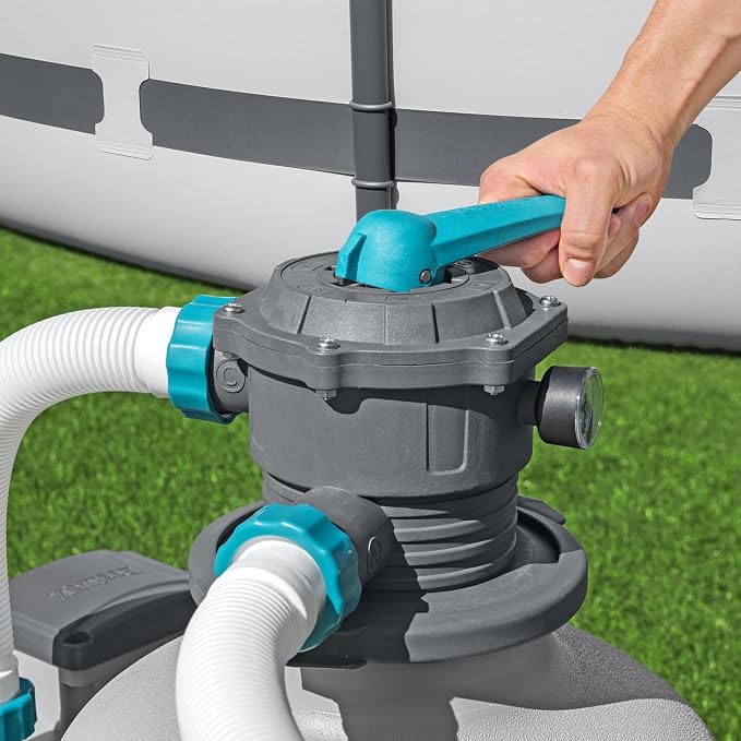 Bestway 3,000 Gallon Sand Filter Pool Pump for Above Ground Swimming Pools up to 17,600 Gallons with Pre-Filter Strainer Basket & Valve Adapter Set