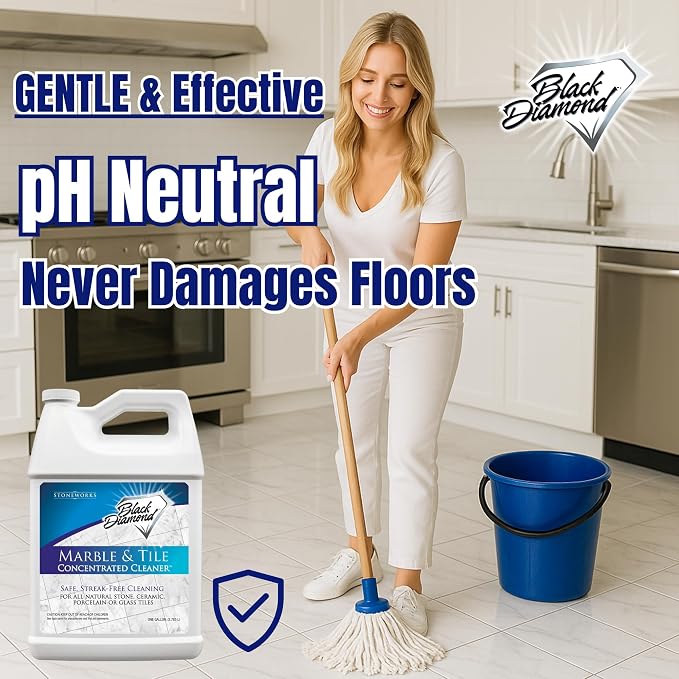 Black Diamond Stoneworks Marble & Tile Floor Cleaner Concentrate, pH Neutral, Streak-Free & No-Rinse Formula for Granite, Travertine, Limestone, Slate, Ceramic & Porcelain Floors (4-Gallons)