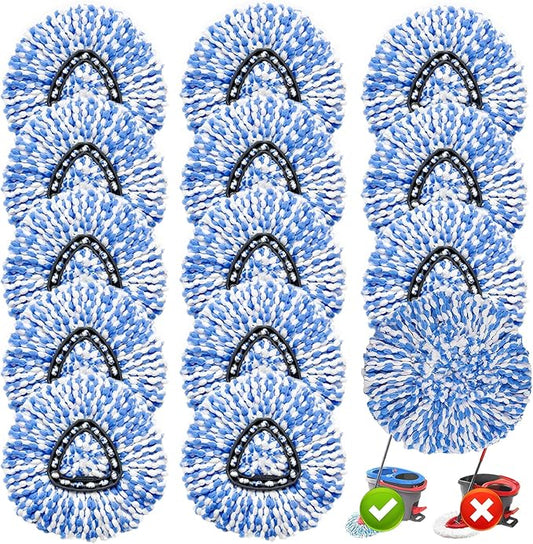 14 Pack Spin Mop Replacement Heads, Only Fit for RinseClean 2-Tank System, 100% Microfiber Spin Mop Refill Head,Spinning Mop Head Replacement for Floor Cleaning