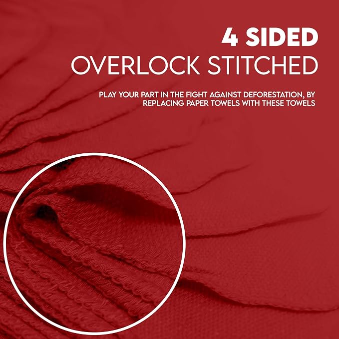 Cotton Shop Towel – Multipurpose Cleaning Cloths (14" x 12" - Pack of 100 - Red) Reusable Shop Rags for Automobiles, Industrial, Restaurants, Garage, and Homes