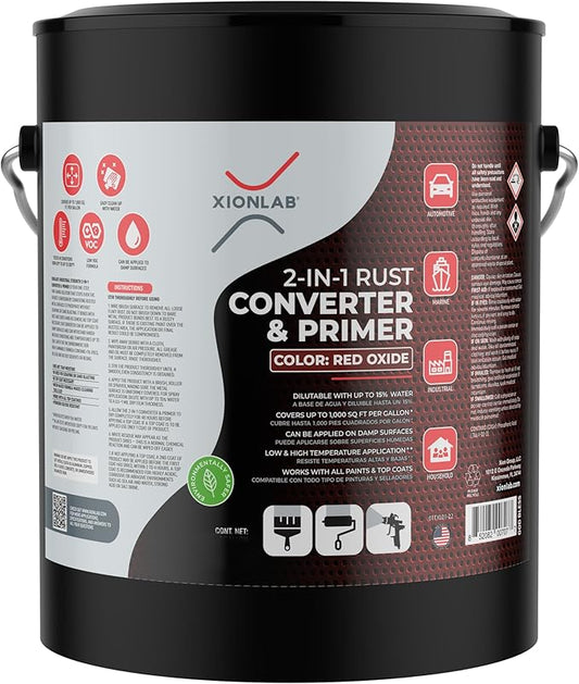 2-in-1 Rust Converter & Metal Primer - 1 Gallon Red Rust Paint Inhibitor for Metal, Ultra Car Rust Reformer & Encapsulator, Long-Lasting Anti Rust Conversion Coating, Heat Resistance.Covers up to 1,000 Sqft. Per Gallon. Permanently Stops Corrosion. Mad...