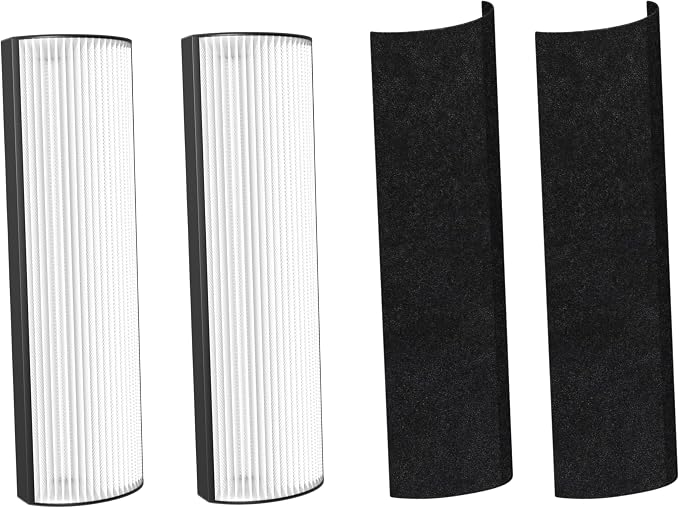 Nispira 2-in-1 True HEPA Replacement Filter PETWRFIL For Pure Enrichment PureZone Elite 4-IN-1 Tower Air Purifier PEAIRTWR (2-HEPA + 2-PreFilter)