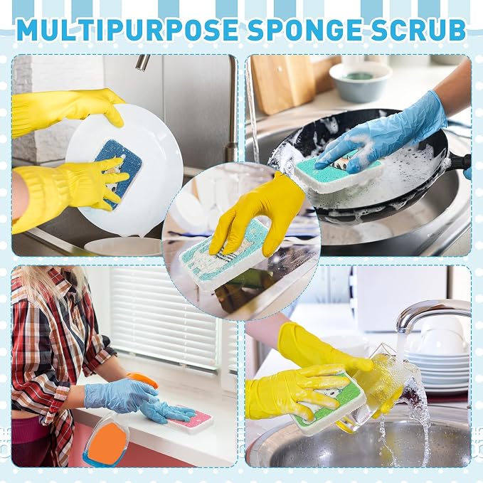 Maxdot 50 Counts Compressed Cellulose Sponges Bulk Cat Style Natural Kitchen Compostable Non Scratch Dish Sponges for Washing Dishes, Cleaning Countertop Sink, Kids DIY