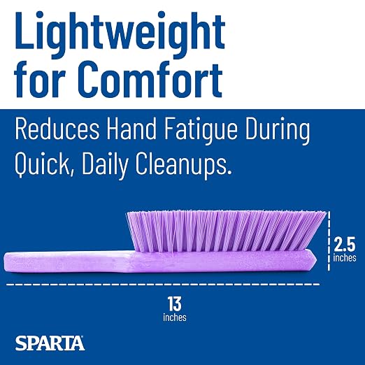 SPARTA 8 Inch Soft Counter Brush with Polyester Bristles and 5 Inch Handle, Color Coded Handheld Broom for Tables Countertops and Foodservice Surfaces, 13 Inch Overall Length, Purple