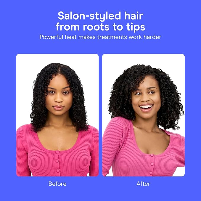 Conair InfinitiPRO Steam Therapy Curl Refresher Hair Steamer | Gentle Steam Therapy Revives Flat or Dry Natural, Coily, and Curly Hair, Blue, S03L
