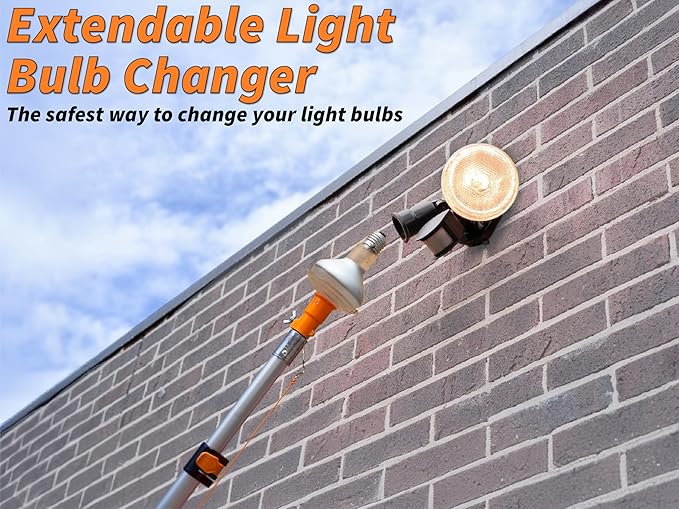 5-30 ft Telescopic Light Bulb Changer for High Ceilings // Light Bulb Remover Tool High Ceilings Kit with Suction Cups, Basket and Microfiber Cloth // 36ft High Reach Light Bulb Changer with Pole