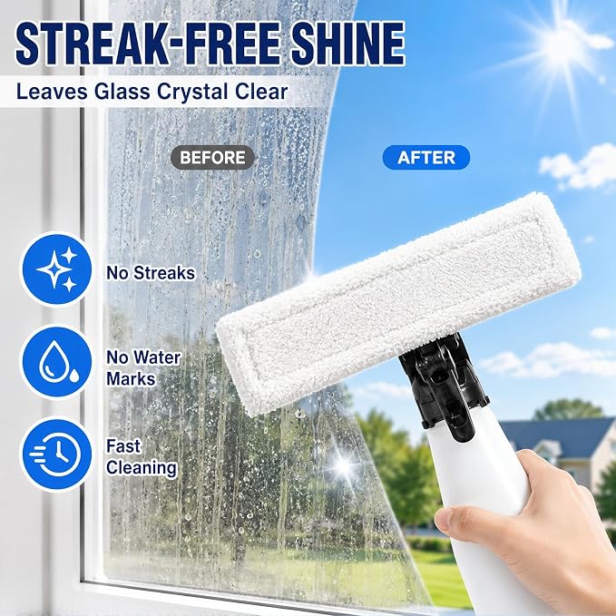 Window Vacuum Squeegee Cordless, Electric Window Cleaner Tool with 2000Pa Suction, 2200mAh Rechargeable Battery, 150mL Detachable Tank, 11-Inch Blade for Windows, Shower Doors, Mirrors