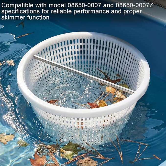 Skimmer Basket with Handle, for Pentair 08650-0007 08650-0007Z Sta-Rite U-3 White (2 Pack)