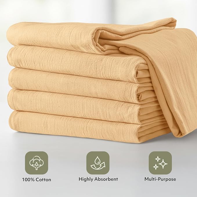 Utopia Kitchen Beige Flour Sack Towels [12 Pack - 28 x 28 Inch] 100% Cotton Tea Towels for Cleaning & Drying - Highly Absorbent Kitchen Dish Cloth