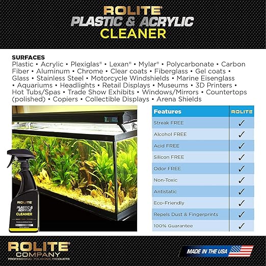 Rolite - RPAC8z2PK Plastic and Acrylic Cleaner Spray - High Shine Protectant and Polish For Nonporous Surfaces, Streak-Free Formula, For Windshields,Headlights, Retail Displays,8 fl. OZ. Bottle,2 Pack