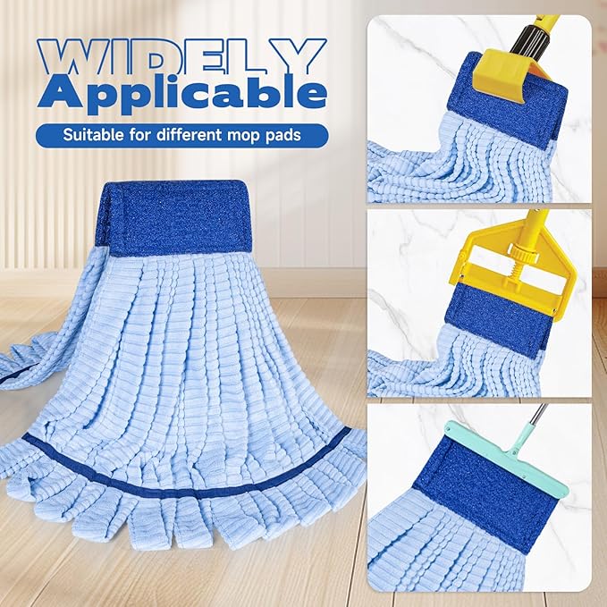 Large Microfiber Tube Mop Heads,Tube Wet Mop Refill (6 inch),Blue Heavy Duty Industrial Wet Mop Head Refill, Highly Absorbent,Commercial Mop Head Replacement,Machine Washable,Hardwood Floors(2)