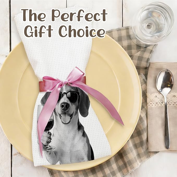 Funny Beagle Kitchen Towels Set of 2, Dog Kitchen Bar Accessories, Dog Chef Gifts for Women Decorative Hand Towels for Kitchen Decor, Beagle Lovers Owner Gifts Dish Tea Towel, 16x24 Inch
