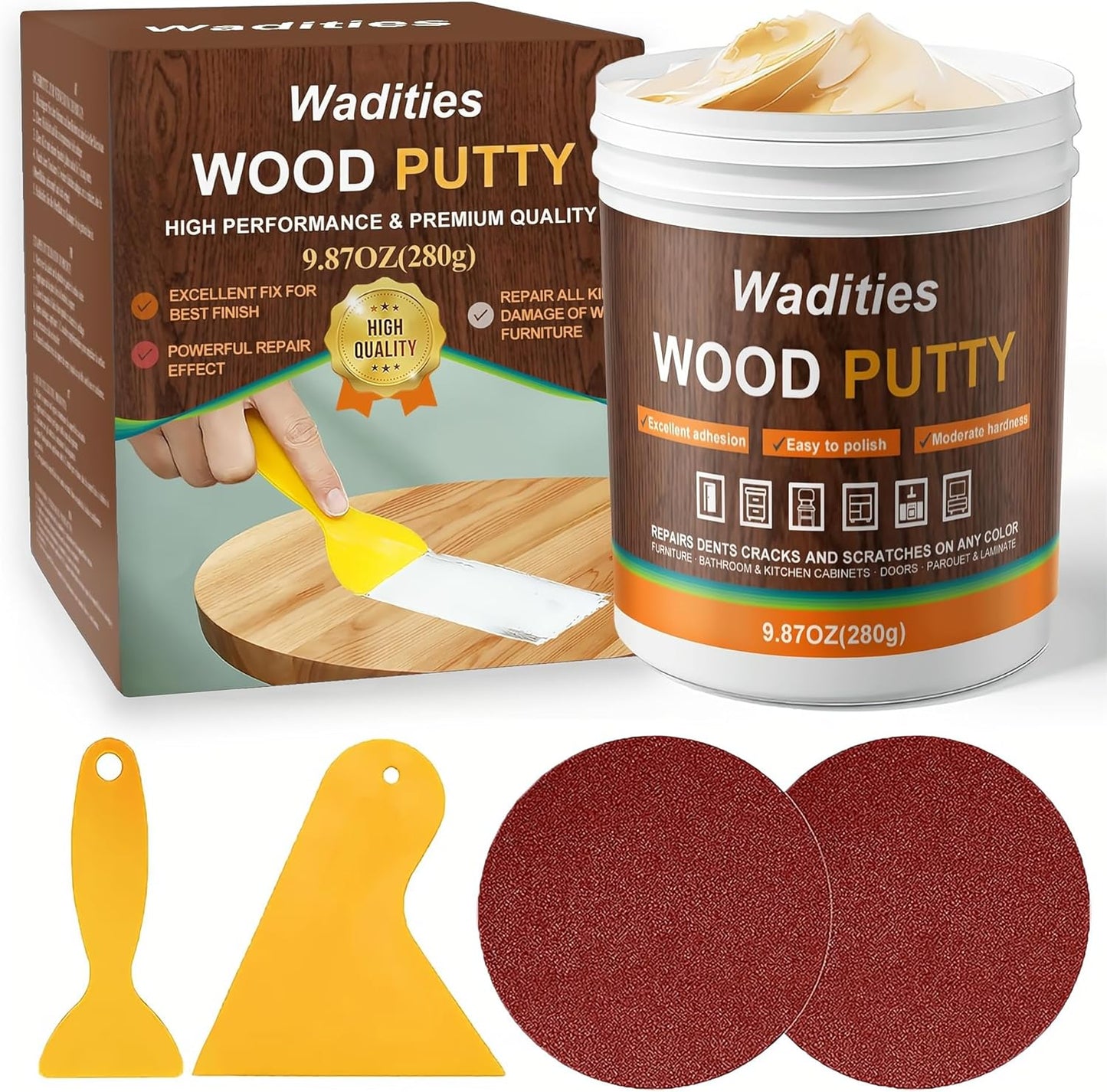 Natual Wood Filler, Natual Wood Putty, Paintable Stainable Wood Repair Putty, 9.87 Ounce Wood Furniture Repair kit, Quickly Repair Wood Cracks and Holes on Wooden Floor Furniture (Natual)