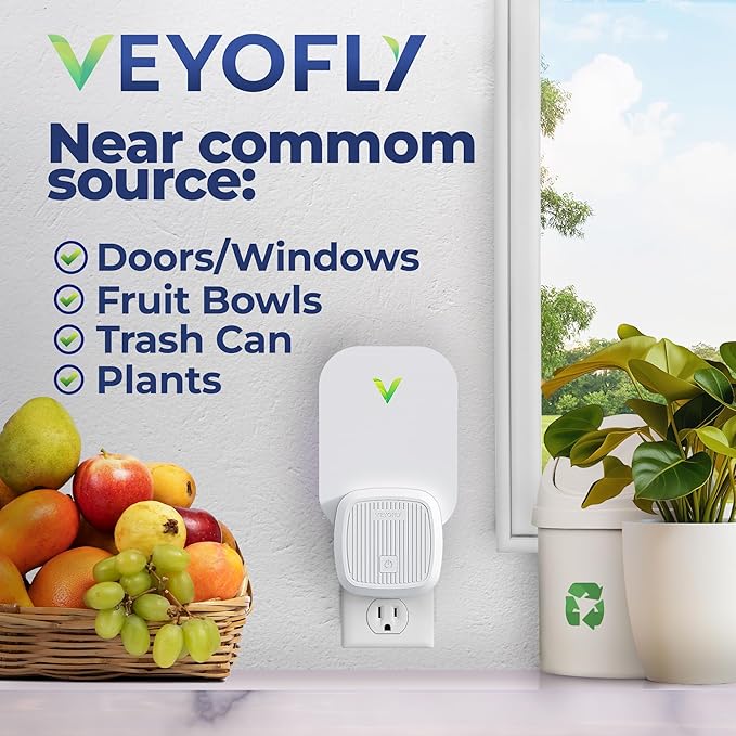 VEYOFLY Fly Catcher Indoor, Fly Trap, (4 Device + 6 Refills) Fruit Fly Traps for Indoors, Gnat Traps for House Indoor, Bug Killer, Fly Trap, Plug in Light Flying Insect Trap