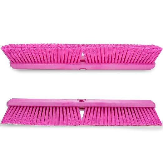 SPARTA Omni Sweep – 18" Heavy Duty Broom Head for Outdoor and Indoor Use, Nonabsorbent Block, Multi-Surface Deck Brush for Garage, Patio, Kitchen, and Concrete, Pink, Pack of 12