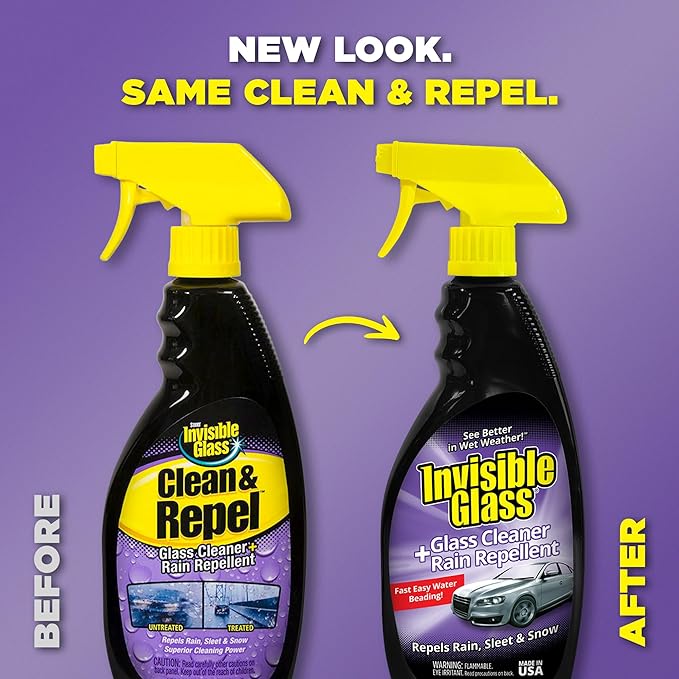 Invisible Glass 92184-2PK Glass Cleaner + Rain Repellent 2-in-1 Windshield and Window Spray, Cleans Auto Glass, Repels Rain, Sleet, Snow, Improves Wet Weather Visibility – 22 fl oz (Pack of 2)