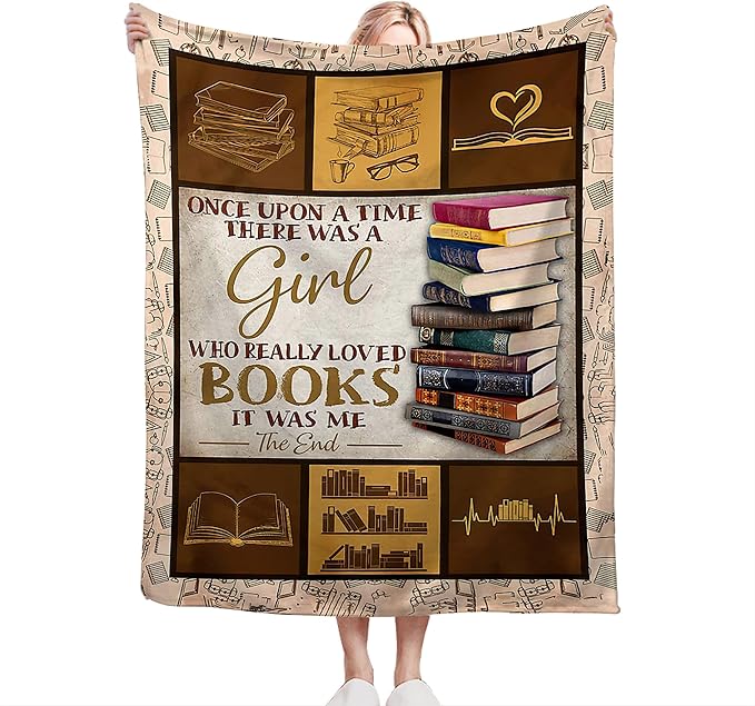 jerkboo Books Reading Blanket Throws Reading Gifts Reading Throw Blanket for Girls Kids Adults Soft Warm Cozy Fleece Blanket for Couch Sofa Bed 50""x40""