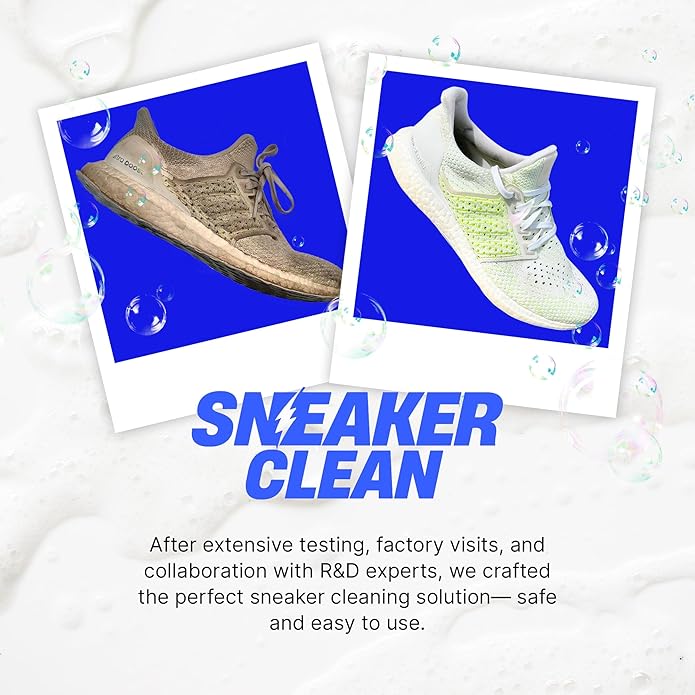 Sneaker Cleaner Kit, Shoe Cleaner for White & Colored Sneakers, Stain Remover, Deodorizer Powder, Washing Machine Safe
