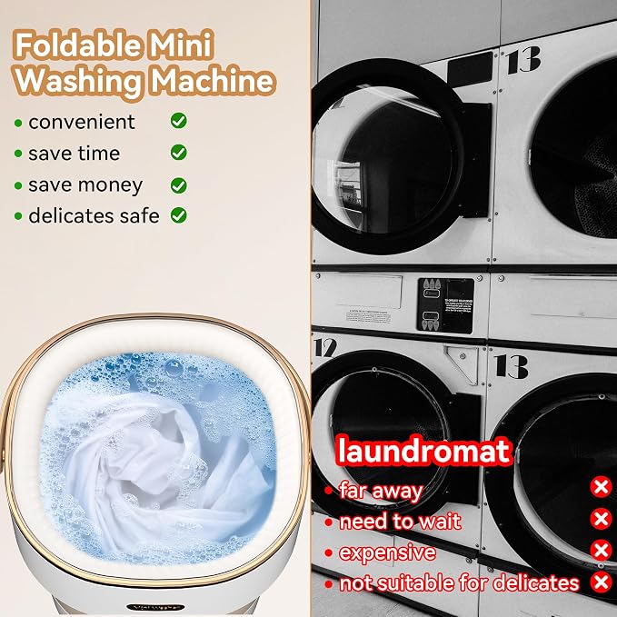 Portable Washing Machine, Folding 20L Mini Washer and Spin-Dryer,3 Cleaning Modes Small Compact Laundry Machine of Underwear, Baby Clothes, for Apartments, Dormitories, RV, Travel, (Khaki)