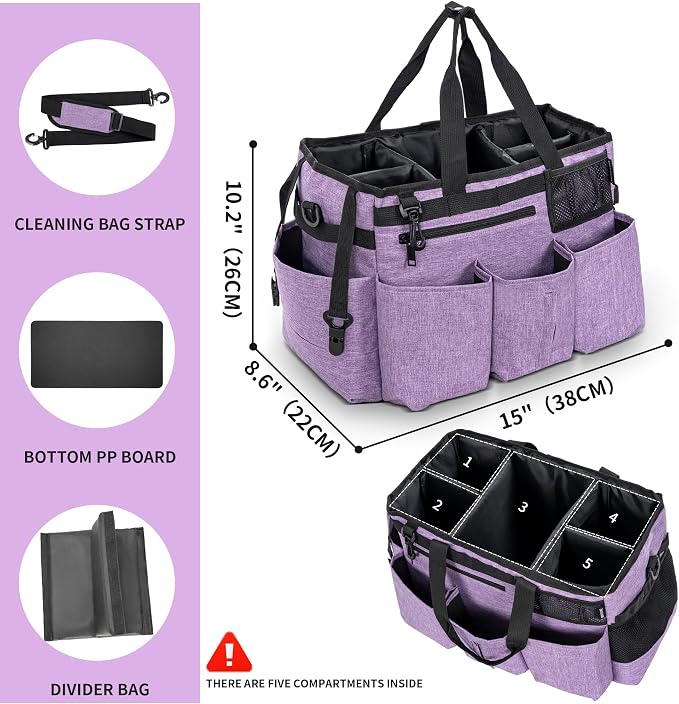 IBVIVIC Wearable Cleaning Caddy Bag for Cleaning Supplies,Large Capacity Cleaning Organizer Purple