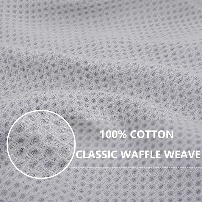 Homaxy 100% Cotton Waffle Weave Kitchen Dish Cloths, Ultra Soft Absorbent Quick Drying Dish Towels, 12 x 12 Inches, 18-Pack, Light Gray