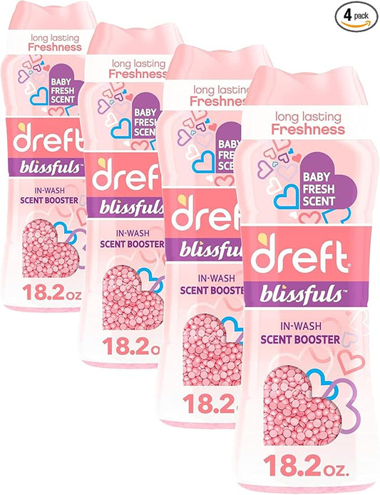 Dreft Blissfuls In-Wash Laundry Scent Booster Beads,Baby Fresh Scent,18.2 oz,(Pack of 4)