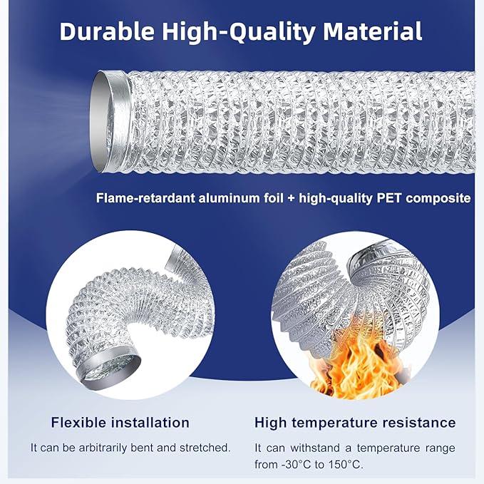 Dryer Vent Hose Kit 4 Inch - Flexible Steel-Reinforced Duct with 90° Elbow, Wall Plate & Silicone Seals for Tight Spaces, Indoor/Outdoor Venting, Dryers, Bathrooms, Workshops