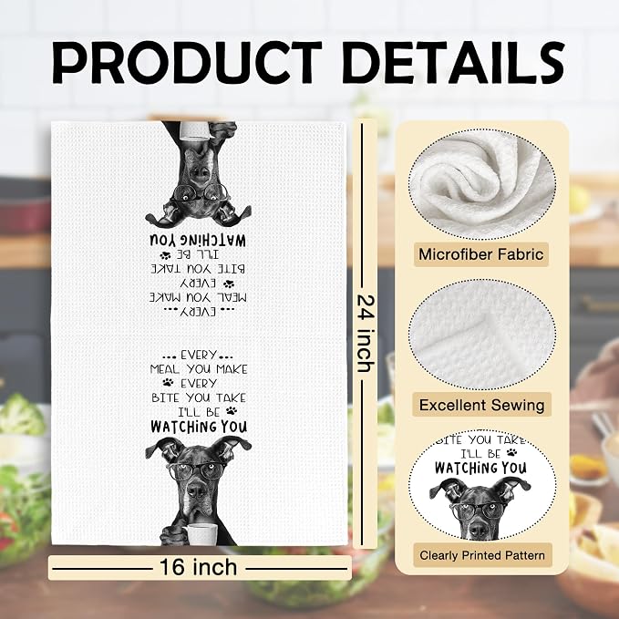 Funny Great Dane Dog Kitchen Towels 16x24 Inch Set of 2 | Great Dane Lovers Gifts for Women Men Dish Tea Towels for Kitchen, Dog Lover Mom Dad Owner Gifts Decorative Hand Towel