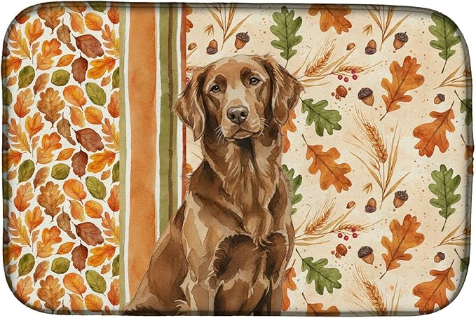 Caroline's Treasures Liver Flat-Coated Retriever Heirloom Fall Dish Drying Mat Absorbent Dish Drying Mat Pad for Kitchen Counter Dish Drainer Mat for Countertop, 14 x 21", Multicolor